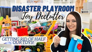 DISASTER PLAYROOM DECLUTTER  Getting rid of HALF my kids toys  Toy amp Playroom Organization [upl. by Elbag]