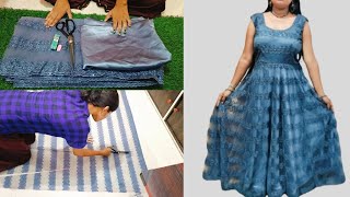 how to cut amp stitch sleeveless anarkali kurti  anarkali sleeveless kurti cutting or stitching [upl. by Reham164]