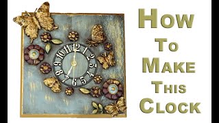 EASY DIY Clock  Make a Gorgeous Mixed Media Clock [upl. by Kendrah]