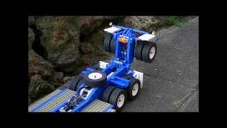 Lowboy trailer with flip axle in LEGO [upl. by Adnaram]