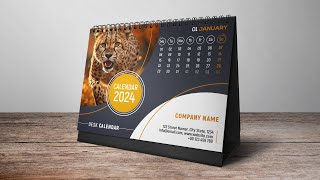 How to Design Desk Calendar 2024 In Adobe Photoshop [upl. by Odnama]