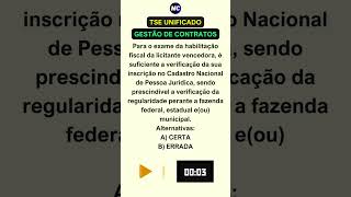 QUESTÃO 01  GESTÃO DE CONTRATOS  CONCURSO TSE UNIFICADO  CESPECEBRASPE [upl. by Anialam]