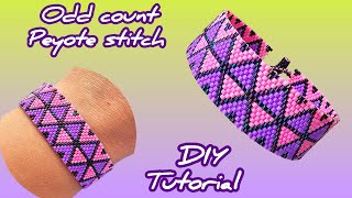 Peyote stitch braceletSimple elegant and easy to makeOdd countImpar peyote stitchDIY Tutorial [upl. by Florinda177]