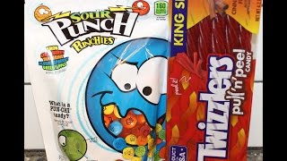 Sour Punch Punchies amp Twizzlers Cinnamon Fire Pull ‘n’ Peel Candy Review [upl. by Itnavart]