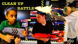 CLEAN UP BATTLE with NERF RIVAL GUNS [upl. by Rexana]