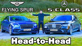 Mercedes SClass v Bentley Flying Spur review 060mph 14mile amp brake test [upl. by Rafaellle]