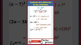 Cuadrado de la diferencia de dos cantidades Identidades Notables  seaprendehaciendonomirando [upl. by Llertnov]