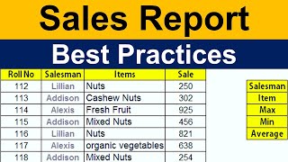 Excel Sales Report Best Practices for Managers  Sales Report Analysis  Advanced Excel [upl. by Hasheem]