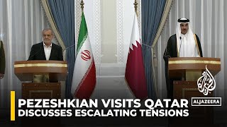 Irans president visits Qatar discusses escalating tensions a day after missile strike on Israel [upl. by Sirtimid]