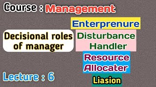 decisional roles in managementdecisional roles of manager by henry mintzbergmanagerial roles [upl. by Yoc]