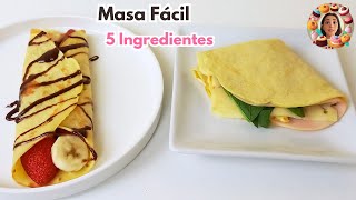 ¡Receta Fácil Masa para Crepas Dulces y Saladas [upl. by Furtek]