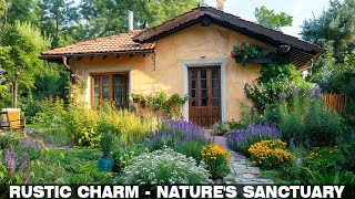 A simple rustic small house painted in light tones and a beautiful flower garden [upl. by Wadsworth]