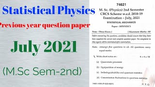 Statistical Mechanics 2nd Semester MSc Physics [upl. by Paynter]