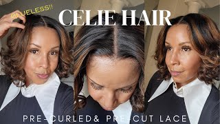 GLUELESS PRE CUT LACE WIG CELIE HAIR  BEGINNER FRIENDLY [upl. by Arten]