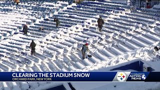 Clearing the stadium snow for SteelersBills playoff game [upl. by Adabelle527]