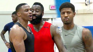 Russell Westbrook James Harden amp Paul George Go At It At Rico Hines UCLA Run [upl. by Hevak]