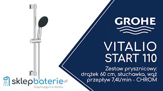 Zestaw prysznicowy z drążkiem 60cm CHROM VITALIO START 110 GROHE 27948001  SklepBateriepl [upl. by Tebazile]