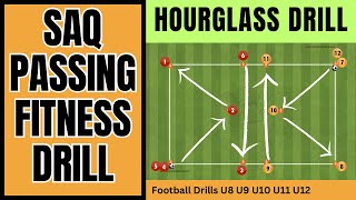 HOURGLASS SAQ Football Passing Drill  Warm up Fitness Agility U8 U9 U10 U11 FootballSoccer drills [upl. by Brittnee]