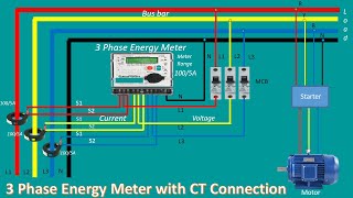 3 Phase Energy Meter With CT Connection CT ConnectionEnergy Meter With CTCircuit Info [upl. by Enilec]