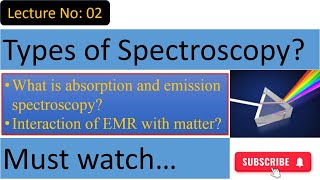 Types of spectroscopy and EMR interaction with matterElectromagnetic radiation interaction w matter [upl. by Nyad741]