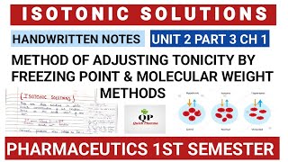 Isotonic Solution  Hypertonic Hypotonic  Freezing Point amp Molecular Weight  B Pharma 1st Sem [upl. by Acisej]