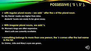 Possessive s amp ed \ ing adjectives \\\\ الملكية s و ed \ ing الصفات المنتهية ب [upl. by Ahsonek278]