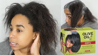 Its Relaxer Day Relax my 4c hair with me ORS No Lye Hair Relaxer 2018 [upl. by Anivas]