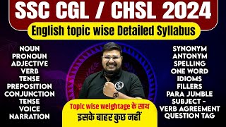 SSC CHSL 2024  English Topic Wise Detailed Syllabus  SSC CHSL English Strategy  SSC CGL 2024 [upl. by Jotham]