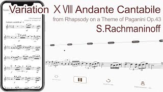 Variation ⅩⅧ Andante Cantabile  SRachmaninoff【 Violin Sheet Music 】 [upl. by Mastic]