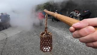 Boiled hot spring egg Hatonosawa Hot Spring  Taiping Mountain Yilan Taiwan [upl. by Christa]