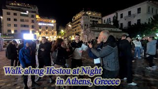 Walking in Greece Walk along Ifestou at Night in Athens ORANGE ua [upl. by Ameh]