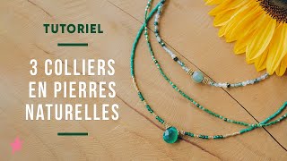 TUTORIEL  3 colliers en pierres naturelles vertes et perles Miyuki  Colliers Boho Pour lAutomne [upl. by Lauer]