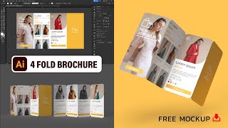 How to 4 fold brochure design in Adobe Illustrator CC 2022  Graphic Design Tutorials [upl. by Aicnom]