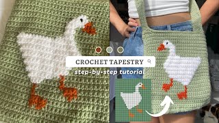 lets make your first crochet tapestry  stepbystep in depth tutorial for learning grid crochet [upl. by Eteragram119]