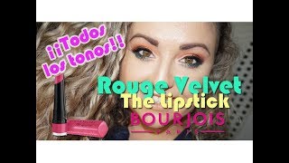 quotRouge Velvet The Lipstickquot Bourjois  Colección completa ¡¡26 tonos [upl. by Naujej]