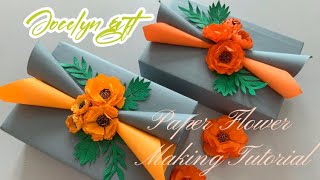 How to Make Paper Flowers  Gift Wrapping IdeasPaper crafts giftboxpacking [upl. by Ingemar118]