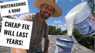 Painting roof with white reflective rubber acrylic elastomeric coating [upl. by Etnwahs778]