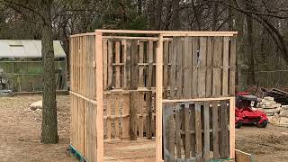 Building a shed out of pallets  FREE  Part 1 [upl. by Sower973]