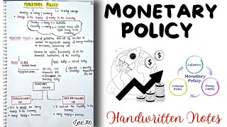 Monetary Policy  Indian Economy  Lec70  Handwritten notes  An Aspirant [upl. by Tacy]