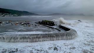 Storm Ciaran hits Lyme Regis drone clips  2nd November 2023 [upl. by Kurr]