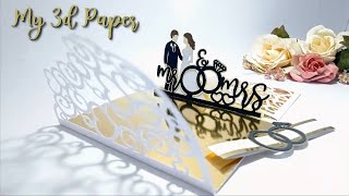 DIY Wedding Invitation Trifold Pop Up How to make Wedding Invitation Cricut silhouette laser etc [upl. by Mohammad185]