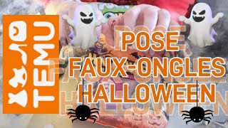 🎃👻💅POSE FAUXONGLES ADHÉSIFS HALLOWEEN 🎃 TEMU💅👻🎃fauxongles halloween temu [upl. by Goda643]