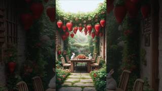 Enchanting Courtyard with Strawberries amp Bunnies  Whimsical Garden Scene ai bunnylife greenyard [upl. by Anawqahs262]