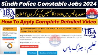 How to Apply Online for Sindh Police Constable Jobs 2024 via STS  Complete Registration Process [upl. by Champ]