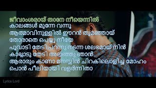 ജീവാംശമായ് KARAOKE Theevandi Jeevamshamayi Karaoke With Malayalam Lyrics JeevamshamayiKaraoke [upl. by Seadon]