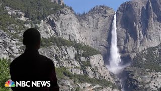 Breathtaking waterfalls attract visitors to Yosemite National Park after record rain and snow [upl. by Gunilla]