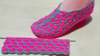 New design very easy ladies knitting booties sleeper socks [upl. by Hanako514]