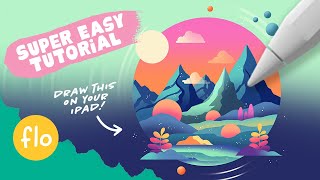 Easy Procreate Drawing Tutorial  Step by Step Stylized Landscape Illustration Tutorial [upl. by Hall]