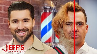 UNBELIEVABLE HOMELESS MAN MAKEOVER  Jeff’s Barbershop [upl. by Shipp216]