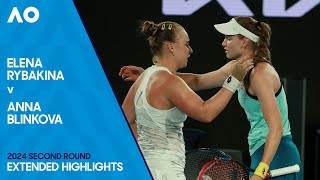 Elena Rybakina v Anna Blinkova Extended Highlights  Australian Open 2024 Second Round [upl. by Blim865]